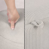Coffee Table Storage Ottoman - Ribbed Corduroy ESME - CREAM - Close-Up Angle