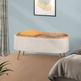 Coffee Table Storage Ottoman - Ribbed Corduroy ESME - CREAM - Rear View