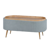 Coffee Table Storage Ottoman - Ribbed Corduroy ESME - Dusty Blue