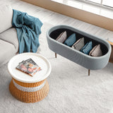 Coffee Table Storage Ottoman - Ribbed Corduroy ESME - Dusty Blue