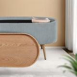 Coffee Table Storage Ottoman - Ribbed Corduroy ESME - Dusty Blue - Extra Image