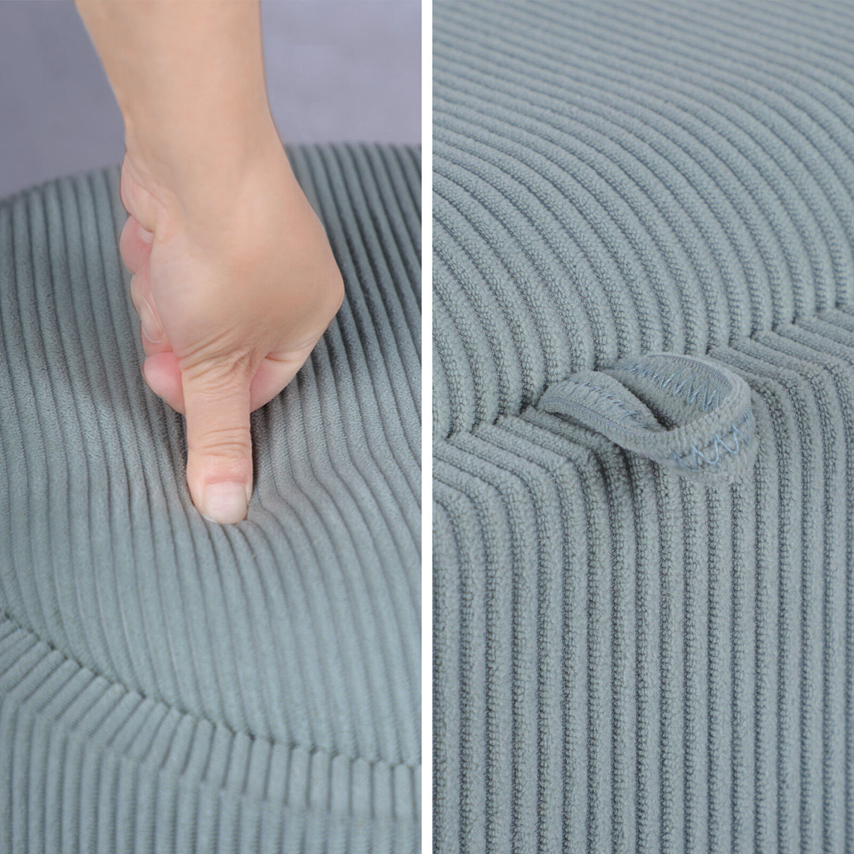 Coffee Table Storage Ottoman - Ribbed Corduroy ESME - Dusty Blue