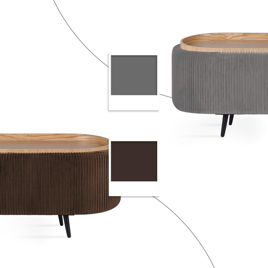 Coffee Table Storage Ottoman - Velvet IRENE - BROWN