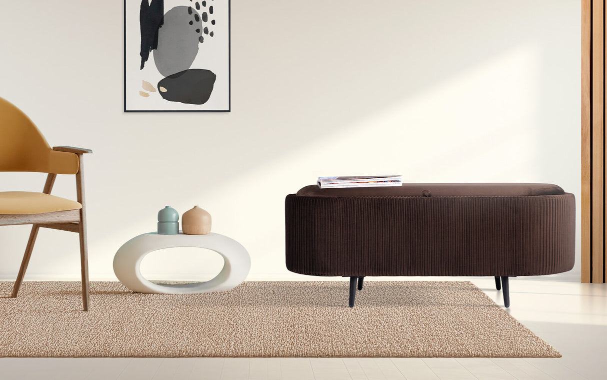 Coffee Table Storage Ottoman - Velvet IRENE - BROWN