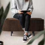 Coffee Table Storage Ottoman - Velvet IRENE - BROWN - Top-Down View