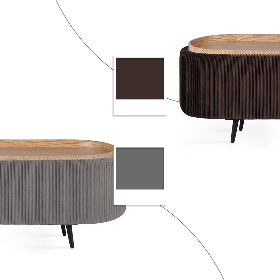 Coffee Table Storage Ottoman - Velvet IRENE - GREY