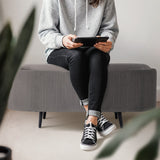 Coffee Table Storage Ottoman - Velvet IRENE - GREY - Top-Down View