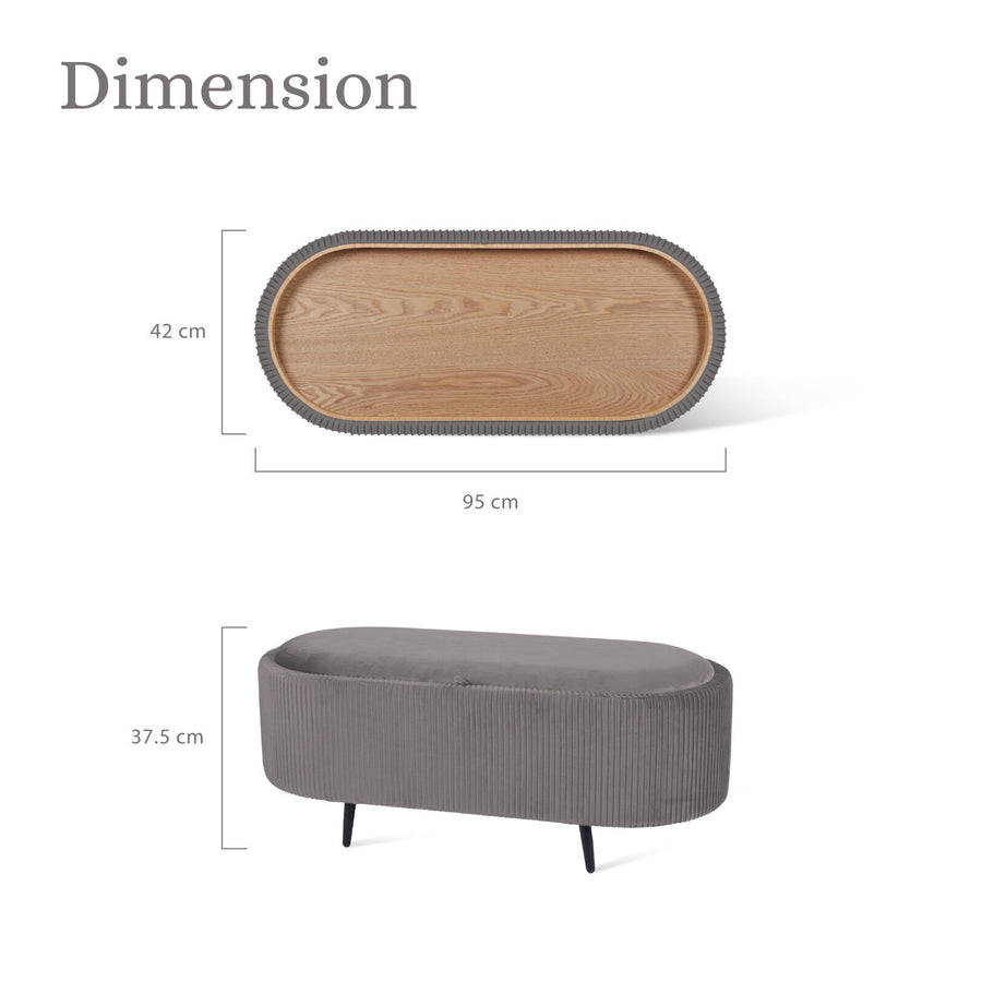 Coffee Table Storage Ottoman - Velvet IRENE - GREY