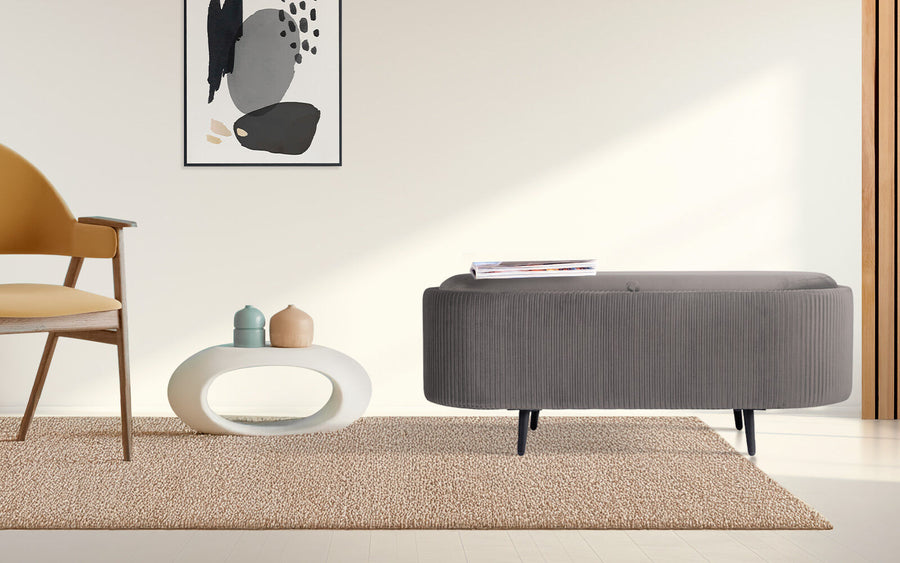Coffee Table Storage Ottoman - Velvet IRENE - GREY