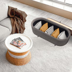 Coffee Table Storage Ottoman - Velvet IRENE - GREY