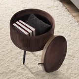 Side Table Storage Ottoman - Velvet Stool Footstool CLEO - BROWN - 45-Degree Angle