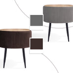 Side Table Storage Ottoman - Velvet Stool Footstool CLEO - BROWN