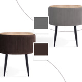 Side Table Storage Ottoman - Velvet Stool Footstool CLEO - BROWN - Top-Down View