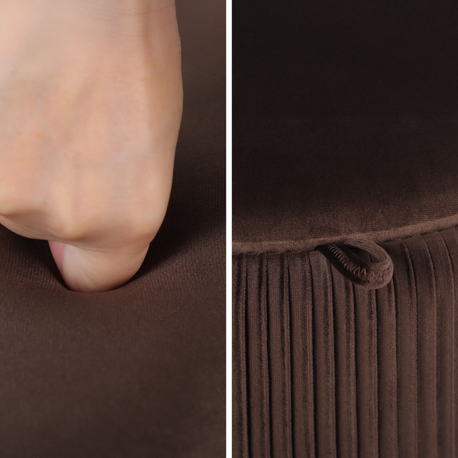 Side Table Storage Ottoman - Velvet Stool Footstool CLEO - BROWN