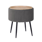 Side Table Storage Ottoman - Velvet Stool Footstool CLEO - GREY