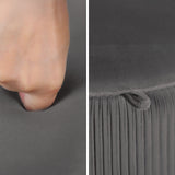 Side Table Storage Ottoman - Velvet Stool Footstool CLEO - GREY - Low Angle