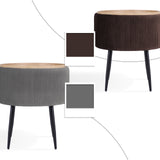 Side Table Storage Ottoman - Velvet Stool Footstool CLEO - GREY - Top-Down View