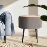 Side Table Storage Ottoman - Velvet Stool Footstool CLEO - GREY - Extra Image