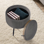 Side Table Storage Ottoman - Velvet Stool Footstool CLEO - GREY