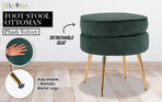Foot Stool Ottoman Velvet Metal Leg Round - GREEN