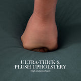 Foot Stool Ottoman Velvet Metal Leg Round - GREEN - Low Angle