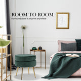 Foot Stool Ottoman Velvet Metal Leg Round - GREEN - Top-Down View