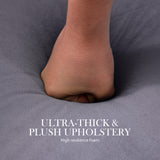 Foot Stool Ottoman Velvet Metal Leg Round - GREY - Low Angle