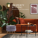 Foot Stool Ottoman Velvet Metal Leg Round - GREY - Extra Image