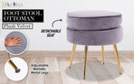 Foot Stool Ottoman Velvet Metal Leg Round - GREY
