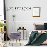 Foot Stool Ottoman Velvet Metal Leg Round - GREY - Top-Down View