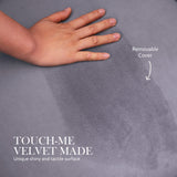 Foot Stool Ottoman Velvet Metal Leg Round - GREY - Close-Up Angle