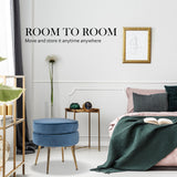 Foot Stool Ottoman Velvet Metal Leg Round - NAVY BLUE - Top-Down View