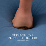 Foot Stool Ottoman Velvet Metal Leg Round - NAVY BLUE - Low Angle