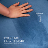 Foot Stool Ottoman Velvet Metal Leg Round - NAVY BLUE - Close-Up Angle