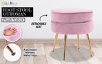 Foot Stool Ottoman Velvet Metal Leg Round - PINK