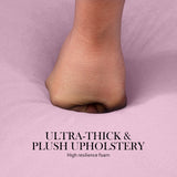 Foot Stool Ottoman Velvet Metal Leg Round - PINK - Low Angle