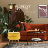Foot Stool Ottoman Velvet Metal Leg Round - YELLOW - Extra Image