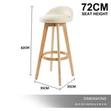 4X 72cm Wood Bar Stool Fabric LEILA - BEIGE