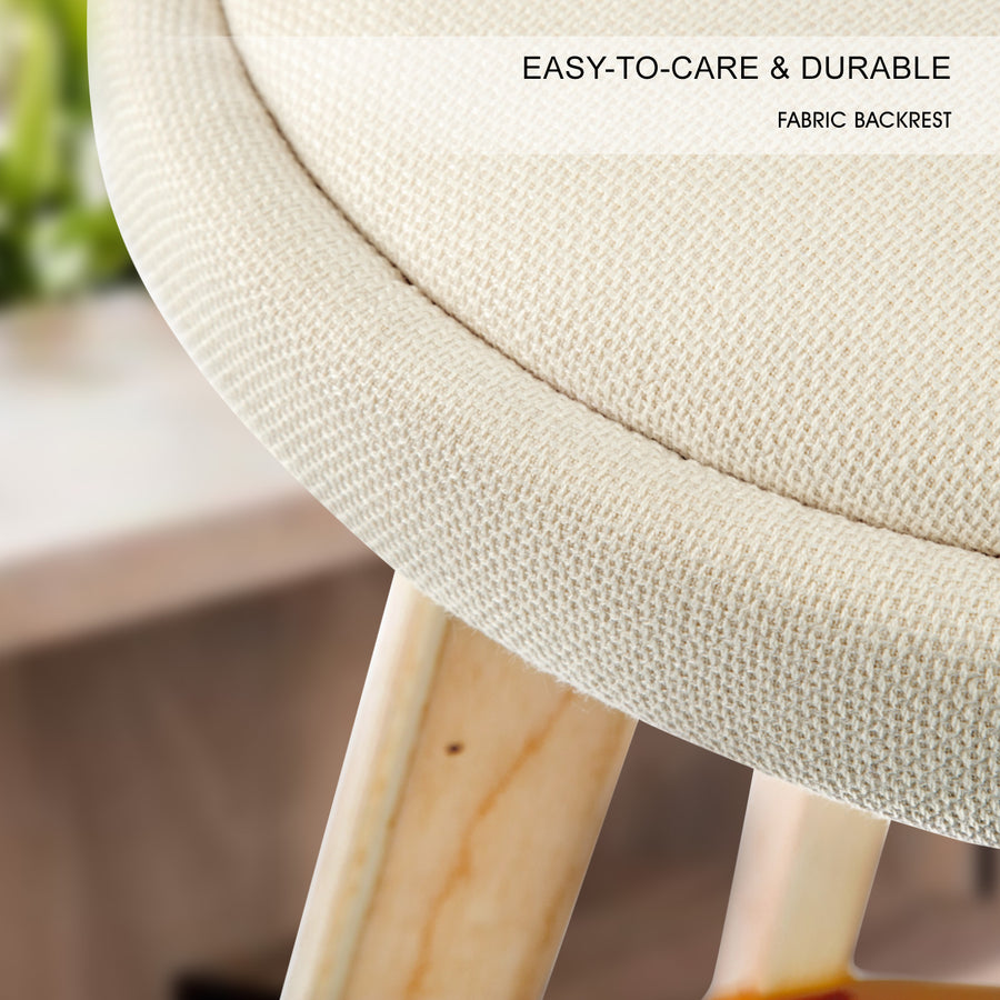 4X 72cm Wood Bar Stool Fabric LEILA - BEIGE
