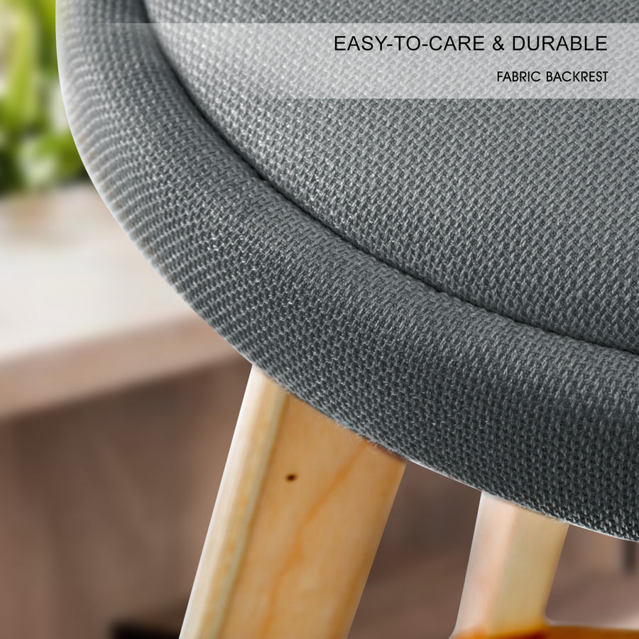 2X 72cm Wood Bar Stool Fabric LEILA - GREY