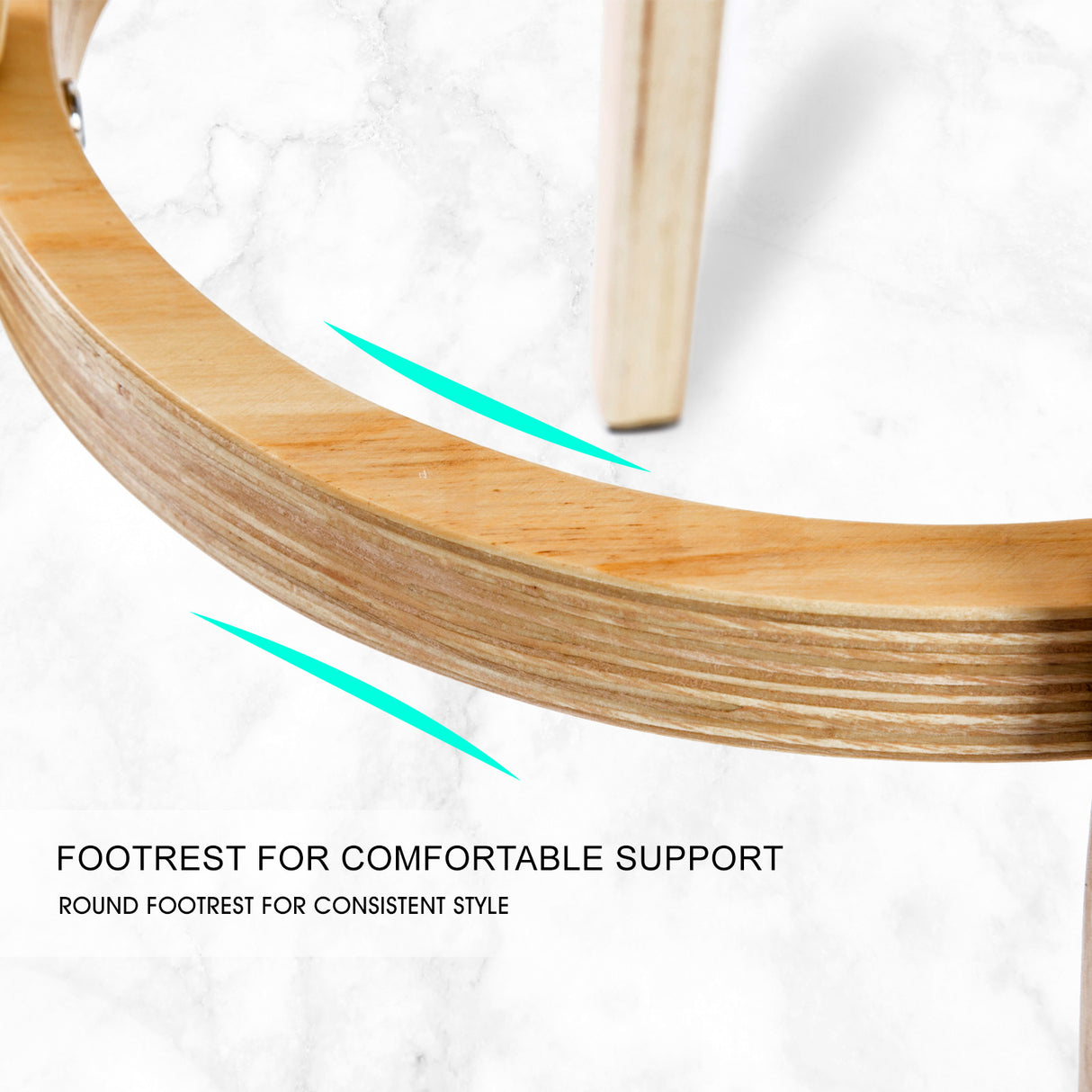 2X 72cm Wood Bar Stool Fabric LEILA - GREY