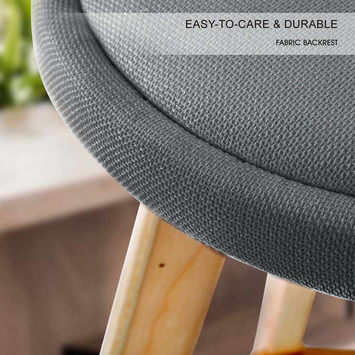 4X 72cm Wood Bar Stool Fabric LEILA - GREY