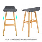 2X 74cm Wood Bar Stool Fabric SOPHIA - GREY - Top-Down View