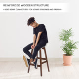 2X 65cm Wood Bar Stool Leather SOPHIA - WHITE BROWN - Close-Up Angle