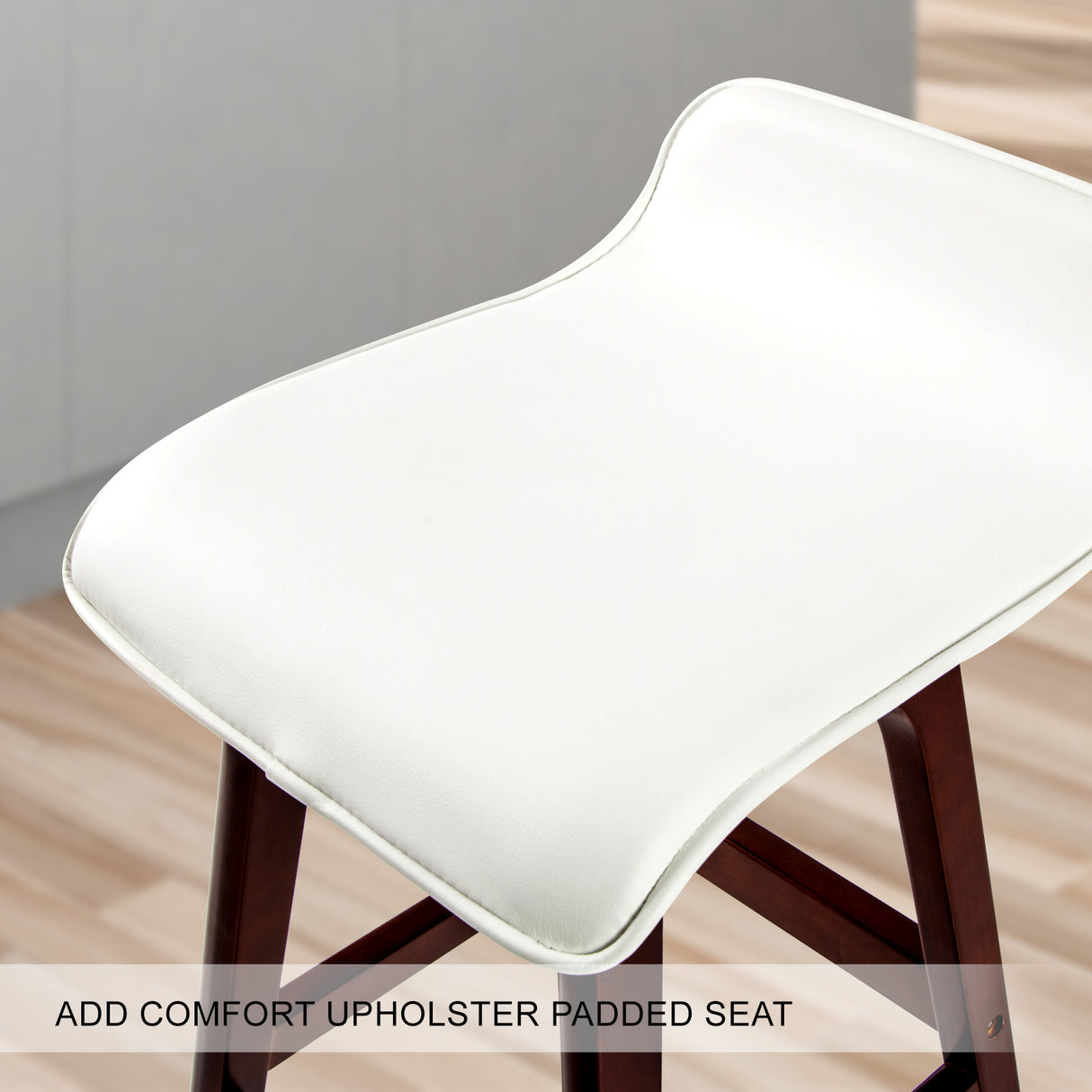 2X 65cm Wood Bar Stool Leather SOPHIA - WHITE BROWN