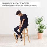 2X 65cm Wood Bar Stool Leather SOPHIA - WHITE - Close-Up Angle