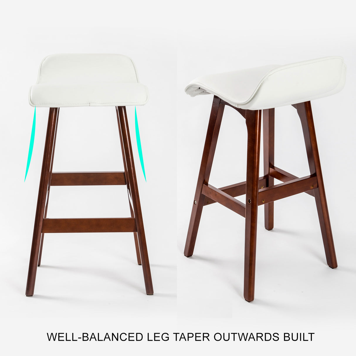 4X 65cm Wood Bar Stool Leather SOPHIA - WHITE BROWN