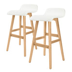 2X 74cm Wood Bar Stool Leather SOPHIA - WHITE