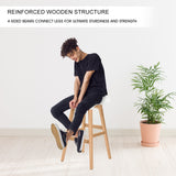 4X 74cm Wood Bar Stool Leather SOPHIA - WHITE