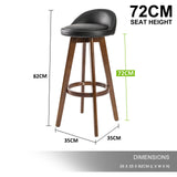 2X 72cm Wood Bar Stool Leather LEILA - BLACK BROWN - Extra Image